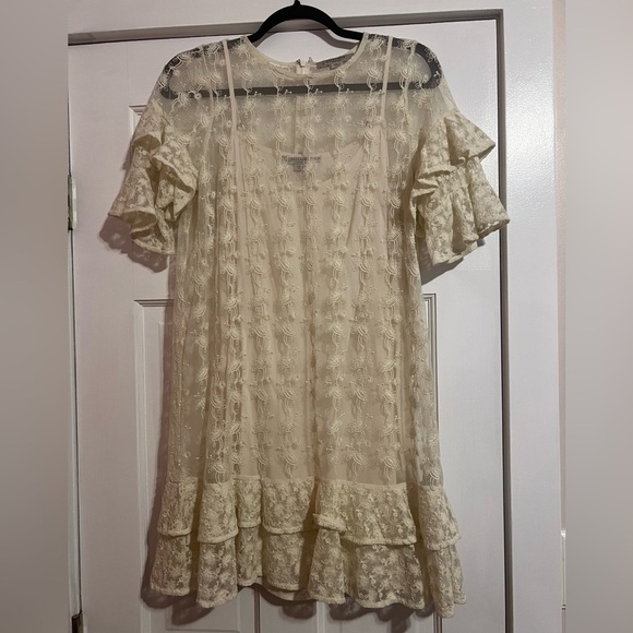 ALL SAINTS • HENRIETTA SHEER LACE RUFFLE DRESS - Picture 4 of 13